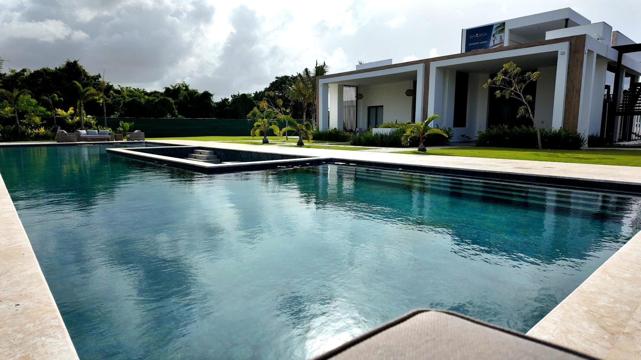 Swimming pool at the Baycana model and sales pavilion