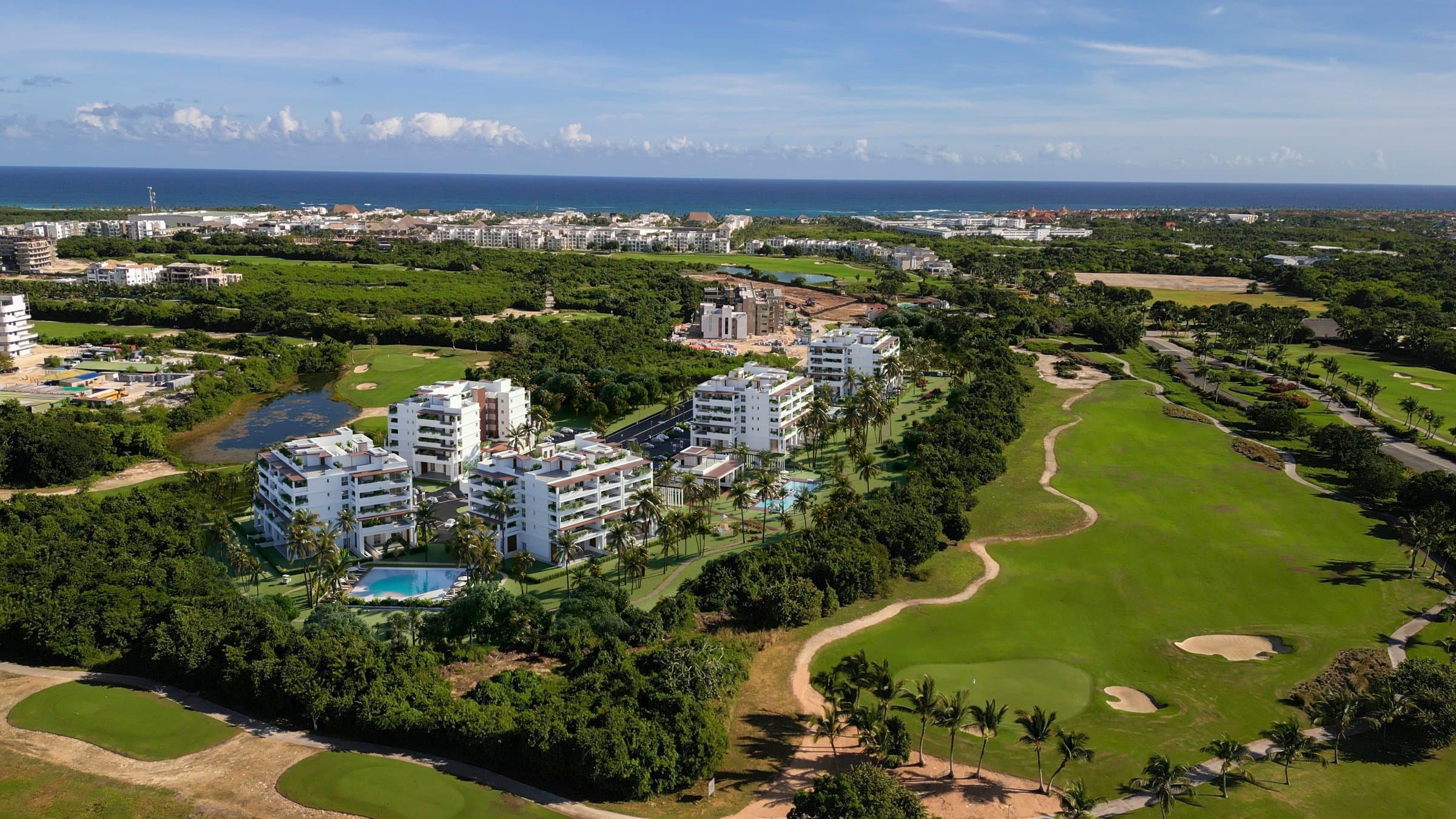 Aerial rendering of the Baycana development within the golf community